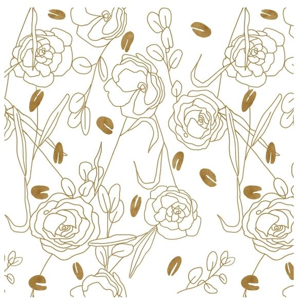 StoreFloral Boho Peel Wallpaper Gold 17.3''×393'' Leaf Removable Vinyl Roll s25 - Picture 1 of 8